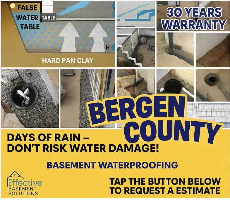 French drain installation Bergen County NJ by Effective Basement Solutions