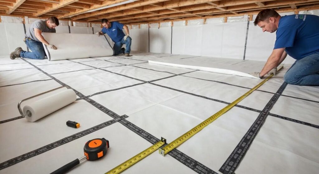 17e99d93284b403c98e281ff3037c035webp | Effective Basement Solution Crawl space encapsulation process with vapor barrier installation and tools | effective basement solution