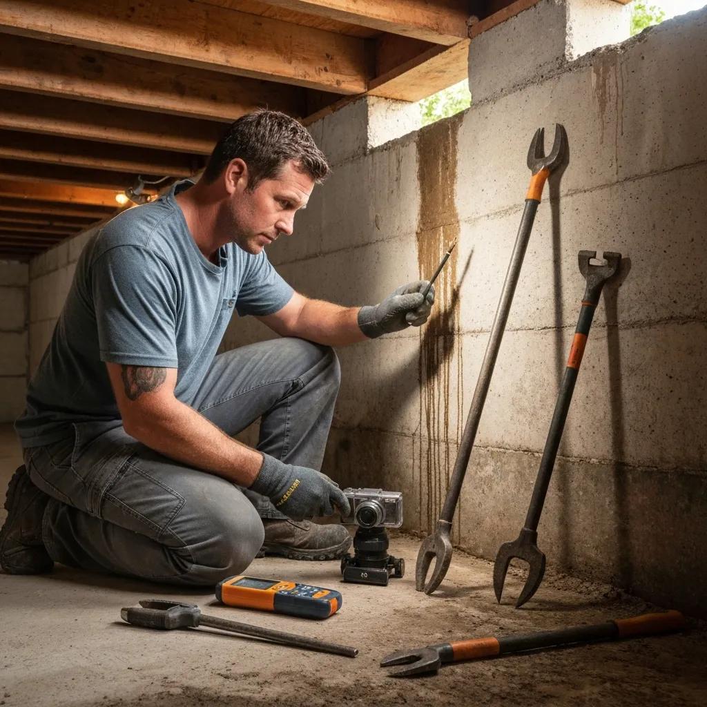 Professionalinspectingabasementforwaterproofingissueswithtoolsandequipment941f5a48158c41299b2f9b20718992ecwebp | Effective Basement Solution Professional inspecting a basement for waterproofing issues with tools and equipment | effective basement solution
