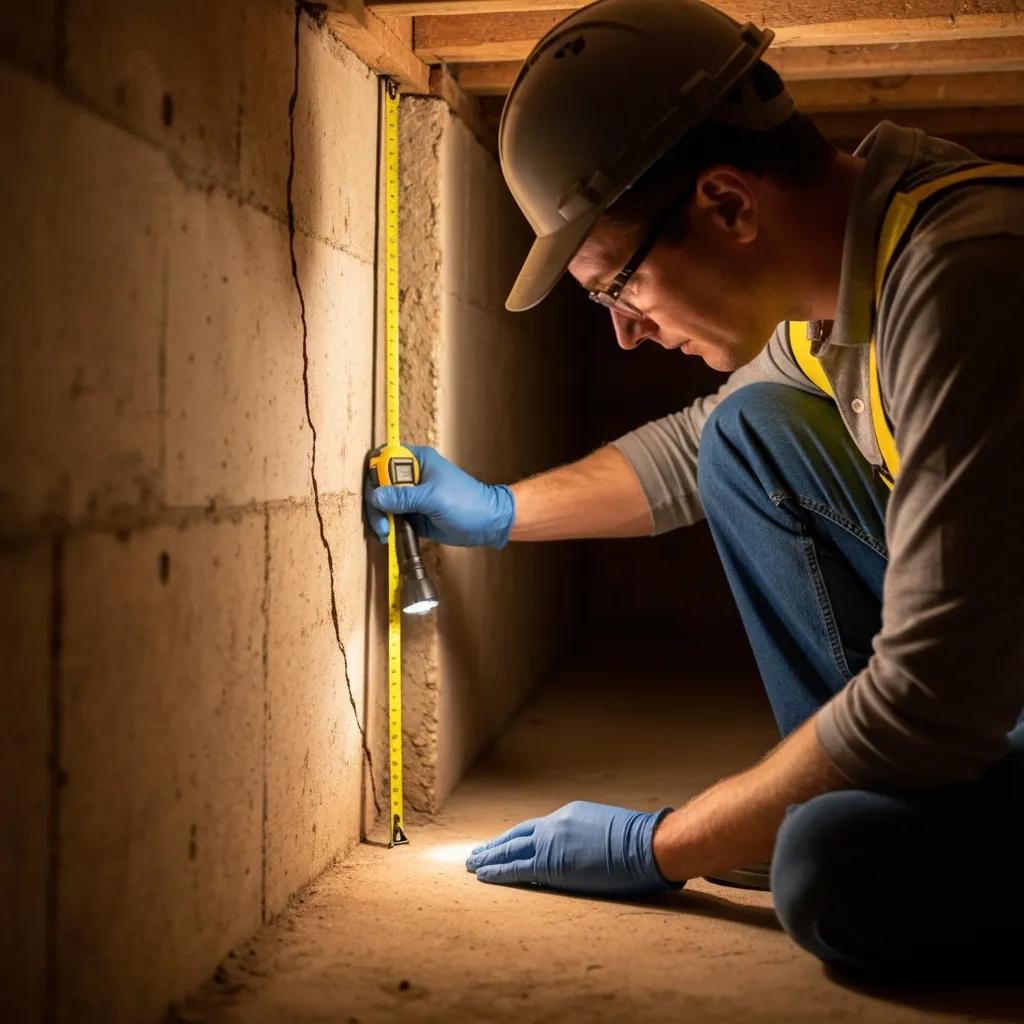 Professionalinspectingafoundationcrackinabasementwithtoolsemphasizingfoundationrepairexpertise3c4be31360e3428c9e32e707f87172ddwebp | Effective Basement Solution Professional inspecting a foundation crack in a basement with tools emphasizing foundation repair expertise | effective basement solution