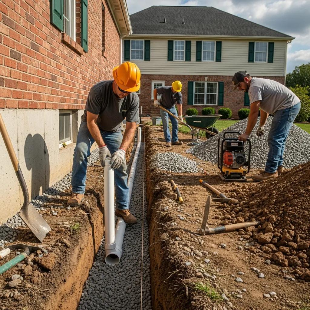 Installationofafrenchdrainsystemaroundaresidentialfoundationf2c835b747b2405fbe98cf16890e187ewebp | Effective Basement Solution Installation of a french drain system around a residential foundation | effective basement solution
