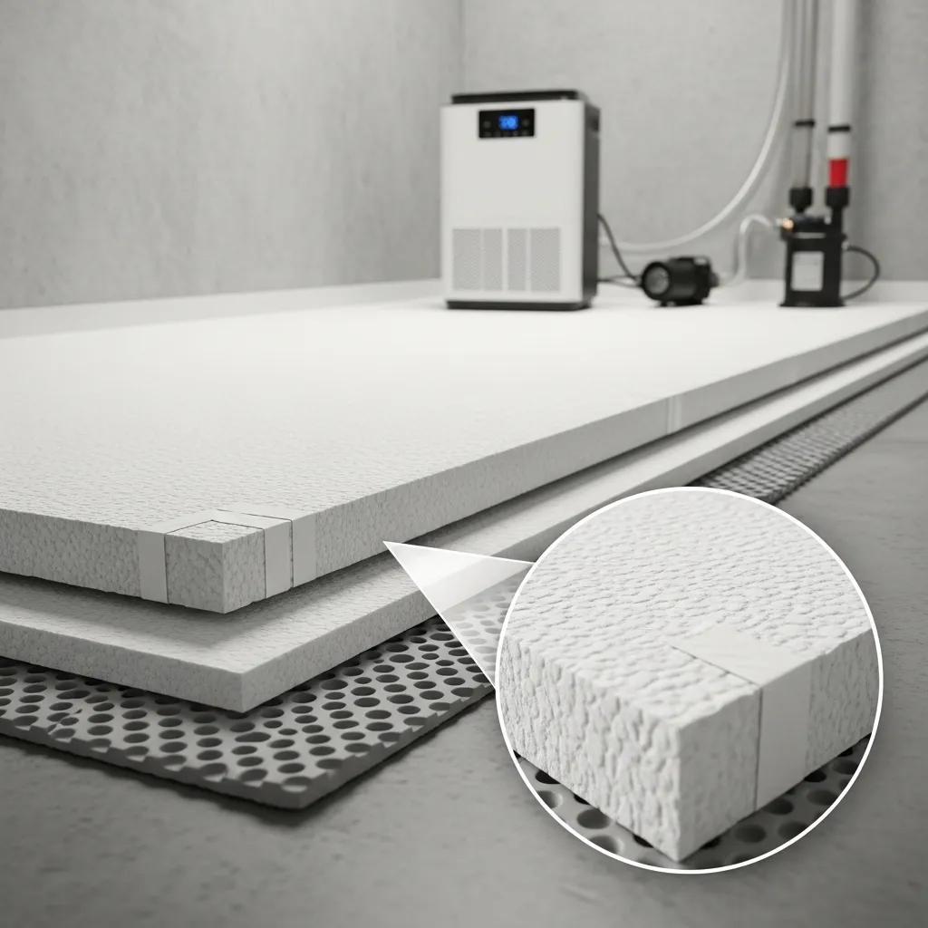 Keycomponentsofcrawlspaceencapsulationincludingvaporbarrierdrainagemattinganddehumidifier1611cb72d5d8471385421c7e75bced8fwebp | Effective Basement Solution Key components of crawl space encapsulation including vapor barrier drainage matting and dehumidifier | effective basement solution