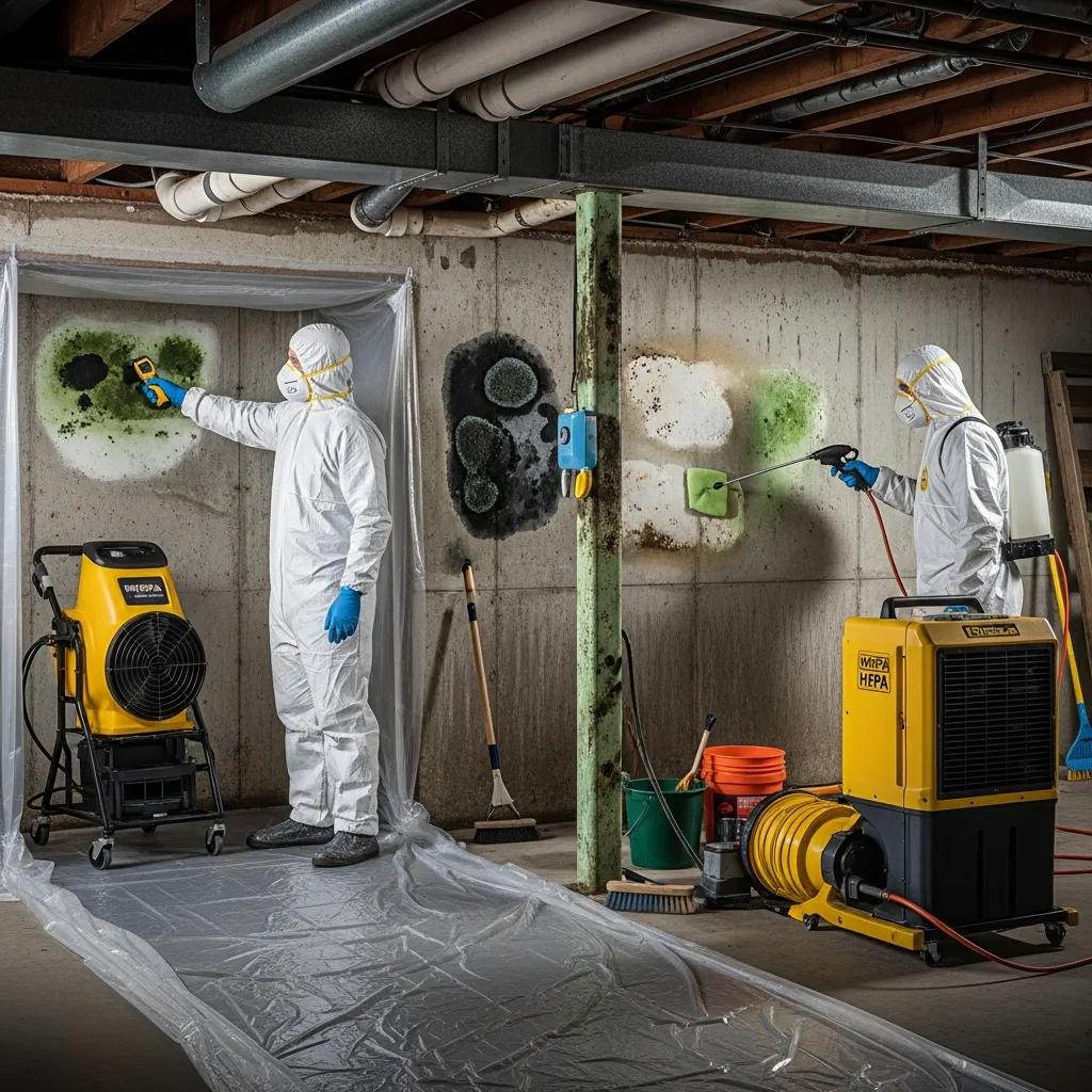 Moldremediationprofessionalsinspectingandtreatingabasementforimprovedairquality31af1f11a91243a6a6853b2a084ca977webp | Effective Basement Solutions Mold remediation professionals inspecting and treating a basement for improved air quality | effective basement solutions