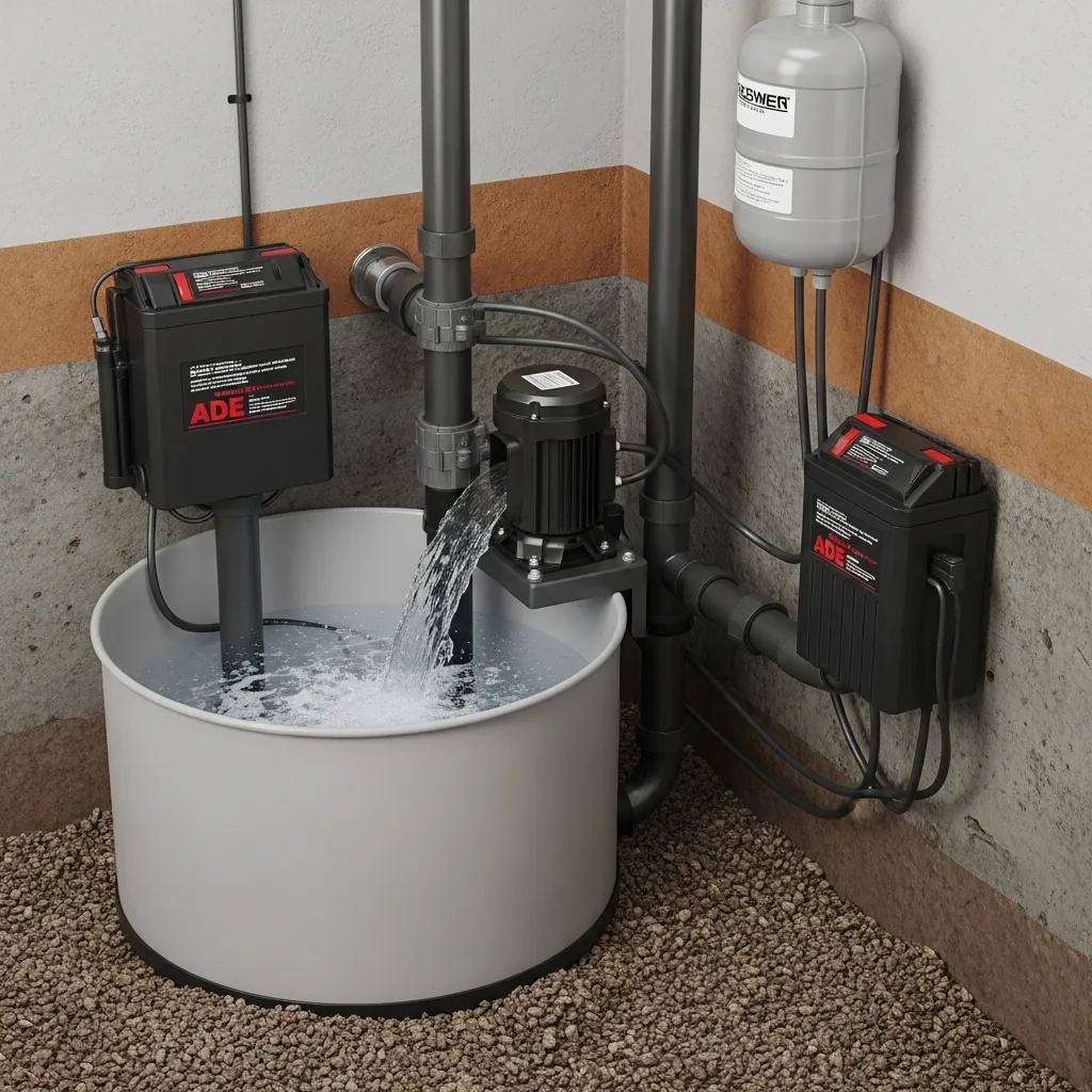 Sump pump system installed in a basement to prevent flooding | effective basement solution