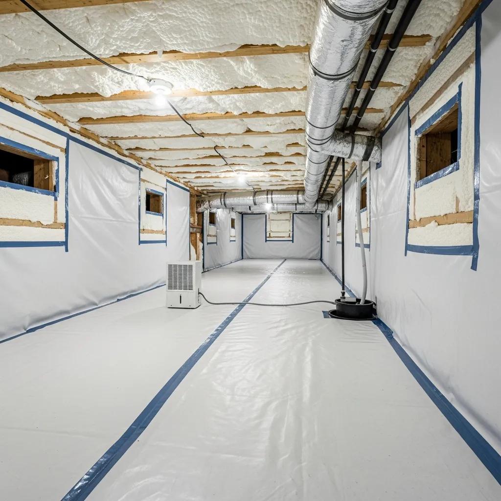 Wellencapsulatedcrawlspacewithvaporbarrierandinsulationd734ca0dcc674381afa0c04ddc6de1cfwebp | Effective Basement Solution Well encapsulated crawl space with vapor barrier and insulation | effective basement solution