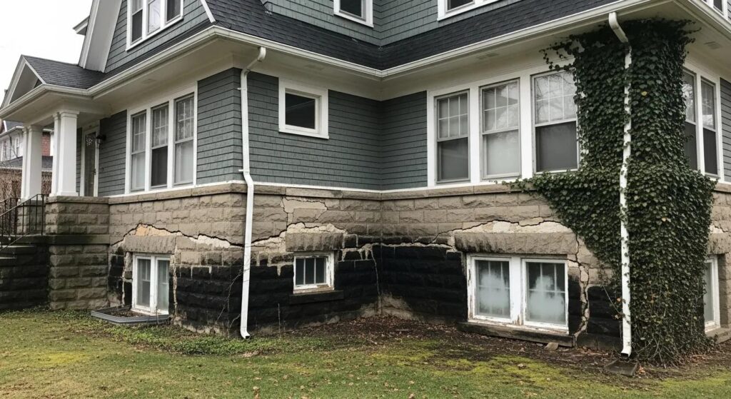 0a5229945faa4ddfa71dbfae50e37bb6webp | Effective Basement Solution Older montclair home showing foundation issues and dampness illustrating common basement challenges | effective basement solution