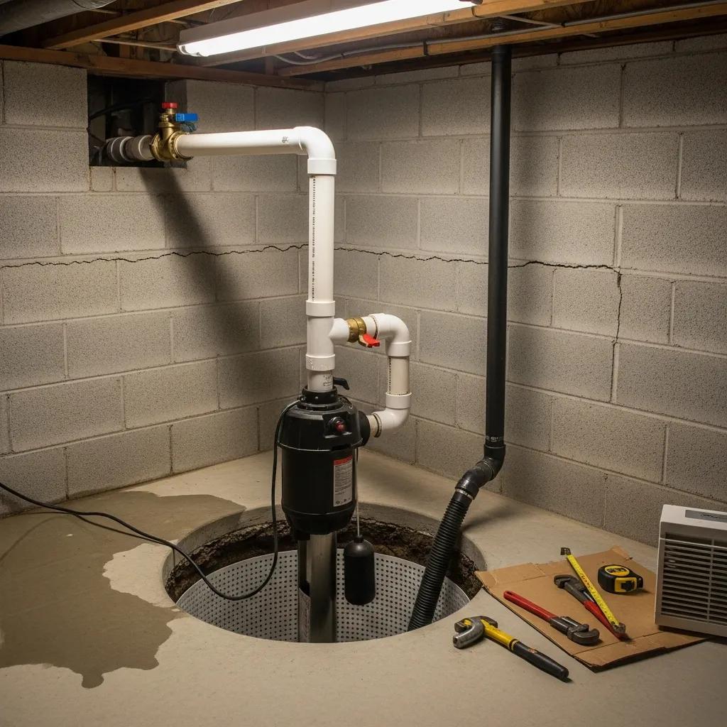 Sumppumpinstallationinabasementhighlightingwaterremovalsystems6f64be258e3c4a3ca550eb87356d2600webp | Effective Basement Solutions Sump pump installation in a basement highlighting water removal systems | effective basement solutions