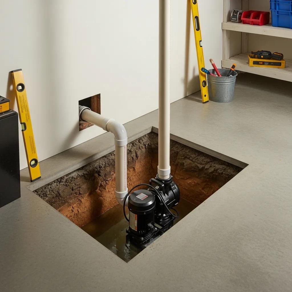 Sumppumpinstalledinabasementsumppitmanagingwaterflowa0a17f4b56ff4721a35f320fcf8c3e0awebp | Effective Basement Solutions Sump pump installed in a basement sump pit managing water flow | effective basement solutions