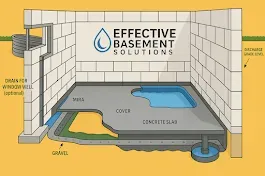 Visual representation of basement waterproofing methods and cost ranges | effective basement solutions