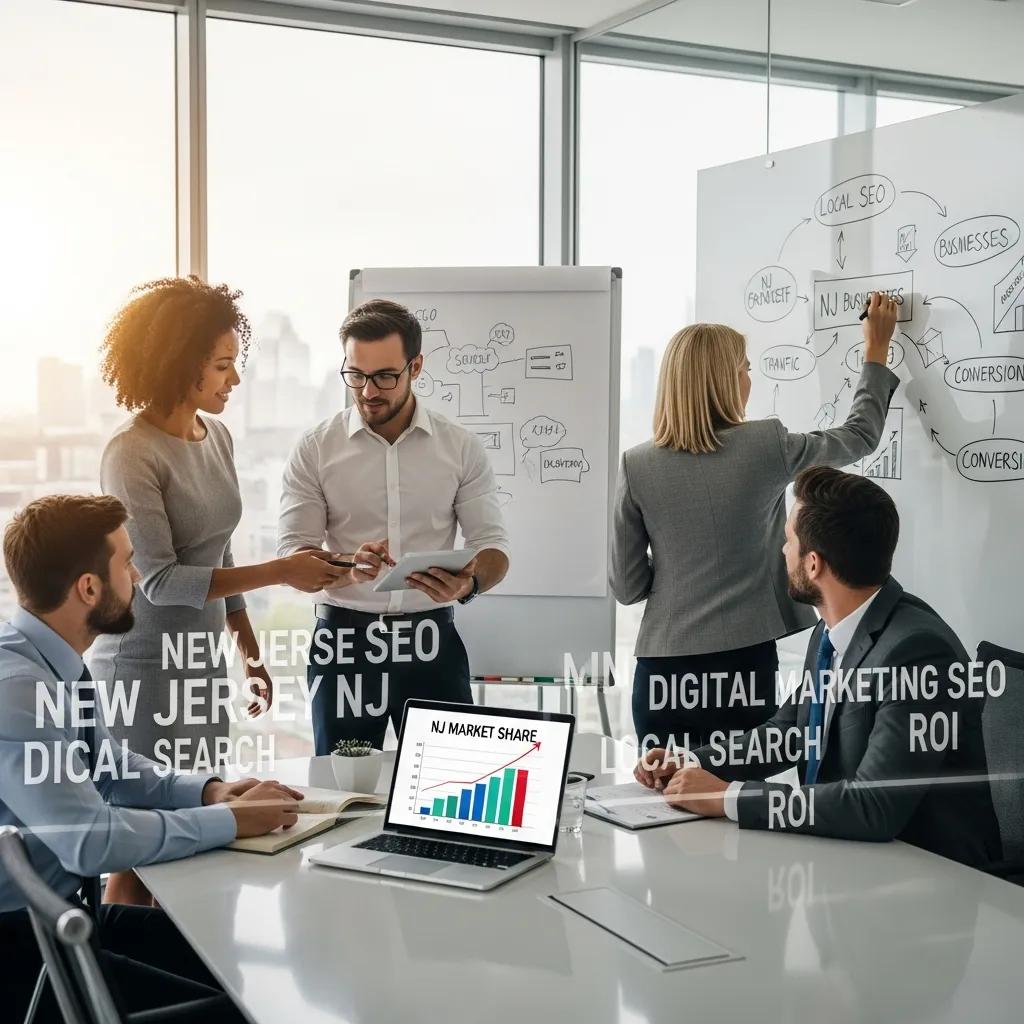 Diverse business professionals collaborating on digital marketing strategies in a modern office | effective basement solutions