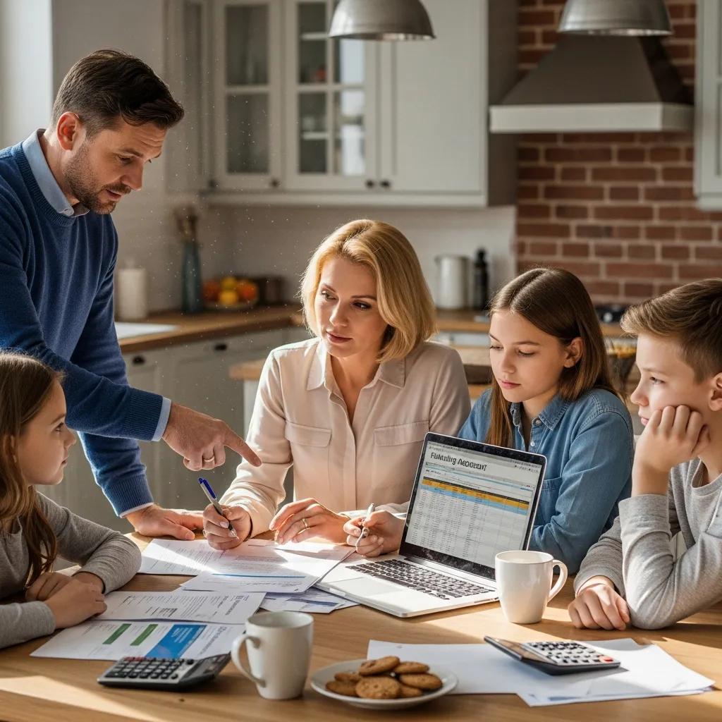 Family discussing basement waterproofing financing options at home | effective basement solutions