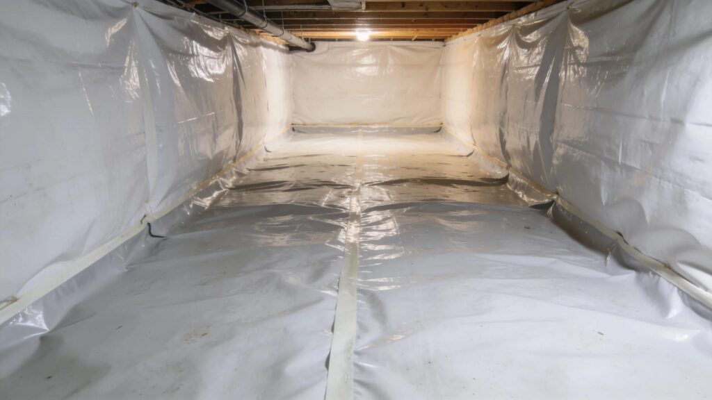 3b43b187-a108-43fd-ac4d-8f8df8bb263dwebp Encapsulated crawl space with vapor barrier for moisture control in new jersey homes | effective basement solutions | effective basement solutions