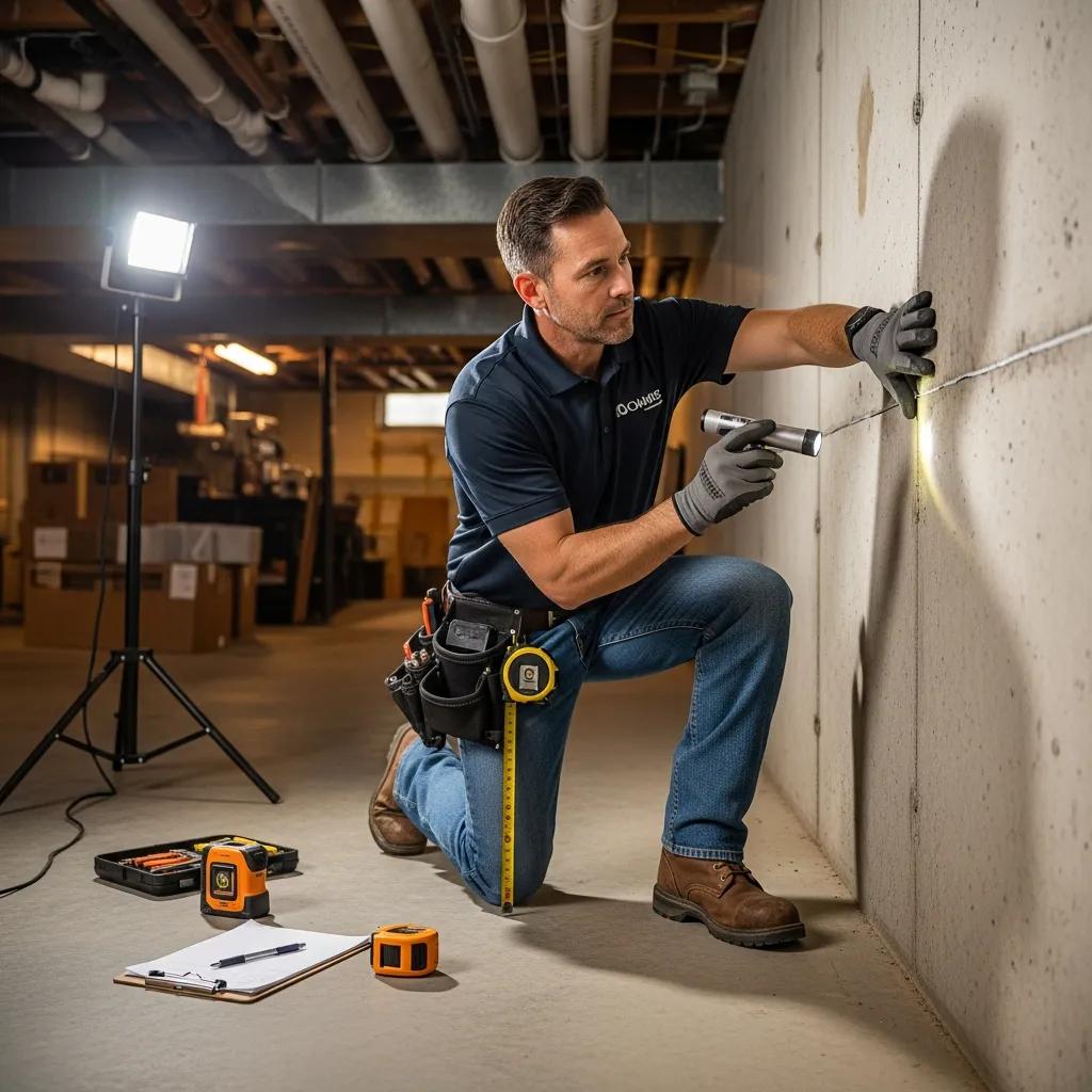 contractor-inspecting-basement-wall-for-carbon-fiber-strap-installation-8a3be4fa-3afa-4782-9cc9-cd2e23779c22webp Contractor inspecting basement wall for carbon fiber strap installation | effective basement solutions | effective basement solutions