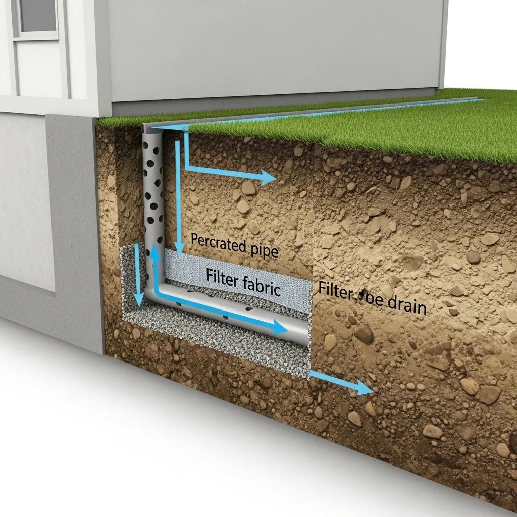cross-section-view-of-a-french-drain-system-showing-water-diversion-f9f8af6b-2d77-420b-aff9-567c426ef518webp Cross section view of a french drain system showing water diversion | effective basement solutions | effective basement solutions