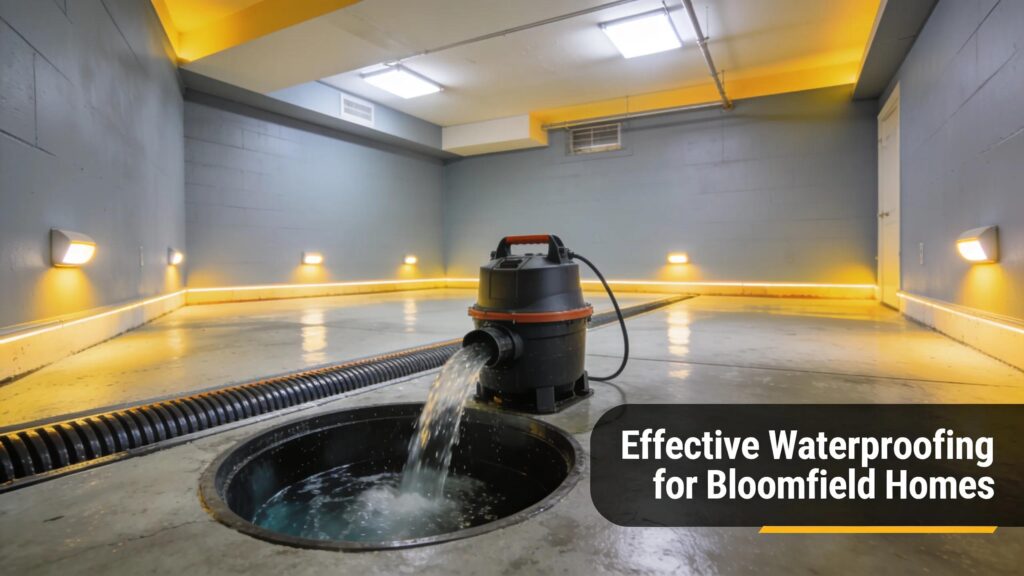 Modern basement showcasing advanced waterproofing solutions in bloomfield nj focusing on flood prevention methods | effective basement solutions | effective basement solutions