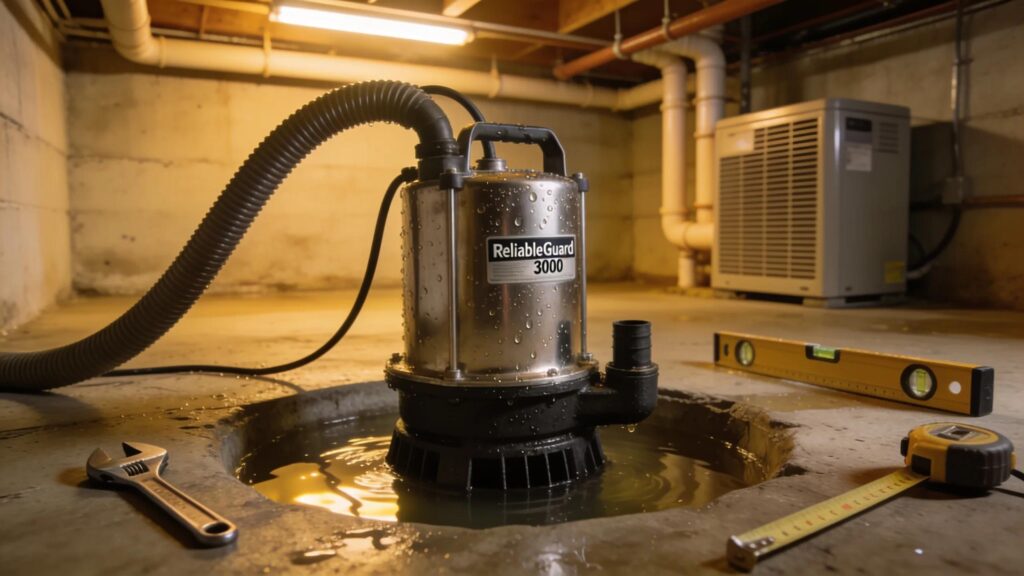Sump pump installation in basement demonstrating effective flood prevention solution | effective basement solutions | effective basement solutions